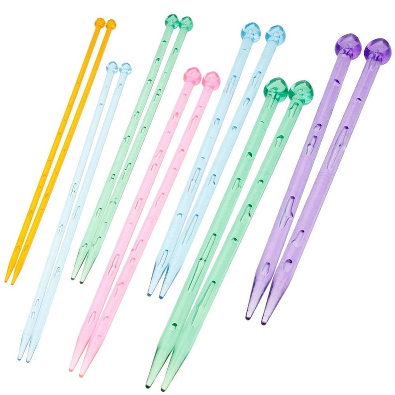 Single Pointed Knitting Needle Set Includes 7 Pairs of LONG
