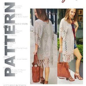 Crochet Cardigan Pattern Crochet Poncho Pattern  Plus Size Crochet Patrón de ganchillo - Crochet Clothing Pattern PDF Crochet Pattern guchet