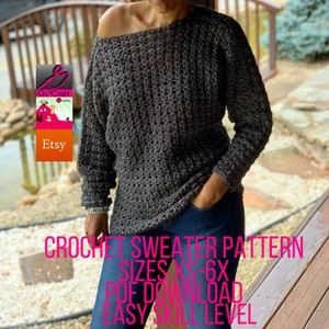 Crochet Sweater Pattern, Sizes: XS-6X, Crochet Clothing Pattern, Crochet Top Pattern, PDF Crochet Pattern, GuChet , DOLMAN image 4