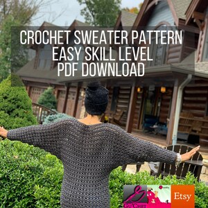 Crochet Sweater Pattern, Sizes: XS-6X, Crochet Clothing Pattern, Crochet Top Pattern, PDF Crochet Pattern, GuChet , DOLMAN image 3