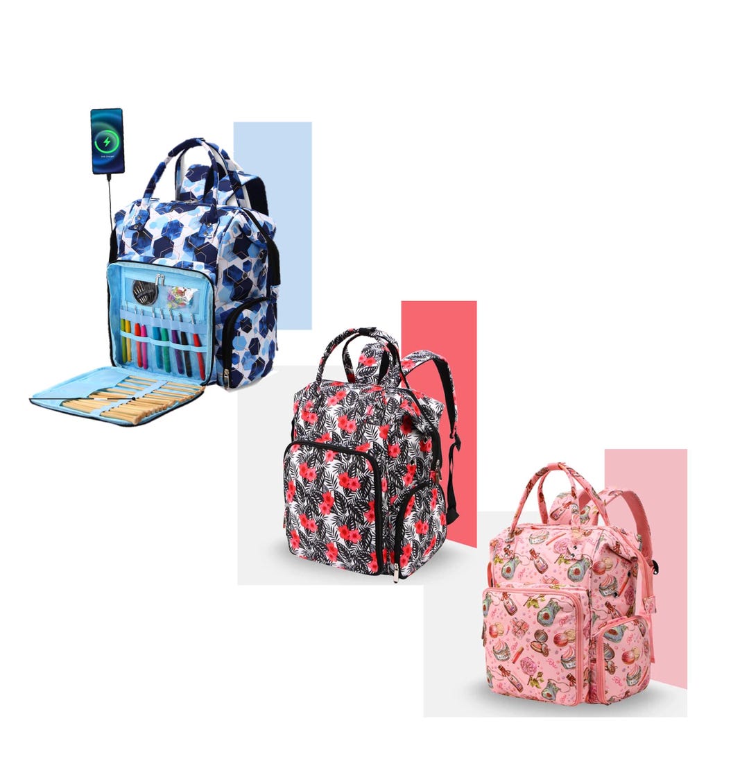 Yarn Backpack With USB Port - (x-large) - Crochet Tote Bag  display picture 3