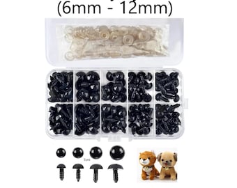 Safety Eye Kit for Amigurumi in Storage Box - 200 + Pcs (5 Eye Sizes)