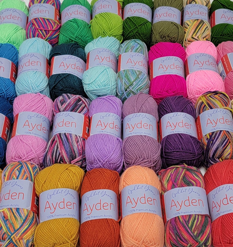 Yarn, Acrylic Yarn, Lightweight & Soft Yarn, Knitting Yarn, Crocheting Yarn, Punch Needle Yarn, Guchet, Soft yarn, Baby Yarn AYDEN Pack of All 61 Color