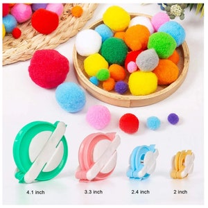 PomPom Maker, DIY PomPom Kit, Kit inclues 4 different sizes, Make your Own Pom Pom&#39;s, Yarn, GuChet yarn - MODERN VERSION