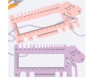 Needle Gauge Ruler - Measures sizes: 2.0mm-12mm, Lamb Gauge Ruler, Knitting Ruler, Knitting Tool, Gift for Knitter, GuChet