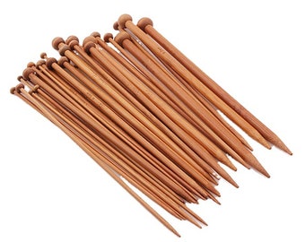 Single Pointed Knitting Needle Set - Bamboo - Includes 18 pairs (36 Pieces) - 14 & 10 Inches Long - Sizes 2-10mm, SP Knitting Needles