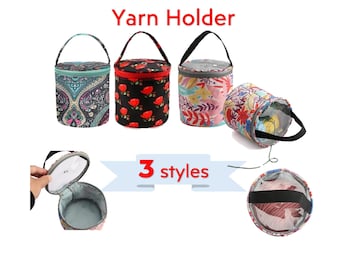Yarn Holder Case - Empty - Small Storage Case for Yarns and Accessories - Round - 5.6"x5.6"
