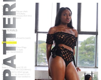 Crochet Lingerie Pattern, Includes sizes XS-3XL, Crochet Bra Pattern, Crochet Panties, Sexy Crochet, Plus Size Crochet Off-the-Shoulder