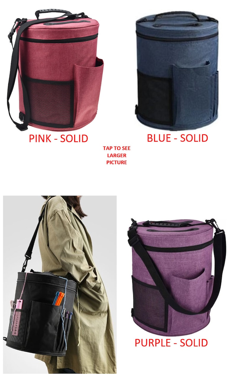 Puede incluir: Tres bolsas de almacenamiento de hilo en diferentes colores: rosa, azul y morado. Cada bolsa tiene un cierre de cremallera, un asa y una correa para el hombro. Las bolsas est&aacute;n hechas de una tela suave y duradera y tienen m&uacute;ltiples bolsillos para guardar hilo, agujas y otros accesorios.