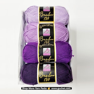 Yarn Gift Set - Bamboo/Cotton Yarn &quot;Purple Passion&quot; - Yarn Lover, Cotton yarn, Gift for her, Crocheting Yarn, Gift for Mom, Knitting Yarn