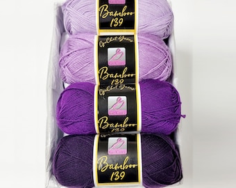 Yarn Gift Set - Bamboo/Cotton Yarn "Purple Passion" - Yarn Lover, Cotton yarn, Gift for her, Crocheting Yarn, Gift for Mom, Knitting Yarn