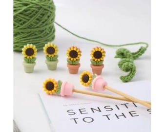 Knitting Needle Stoppers, Knitting Needle Tip Protectors, Various Styles, Daisy Leaves,