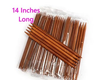 Double Pointed Knitting Needle Set -  Extra Long - Includes 18 pairs (72 pieces) - Sizes 2-10mm - 14 Inches Long - Bamboo Knitting Needles