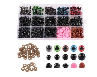 Safety Eyes & Noses for Amigurumi - 560 PCS - Colored Safety Eyes and Noses in Storage Case + (washers)