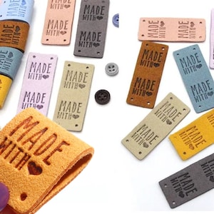 Made With Love Label (10 Pack) PU Leather Tag, Label for Crochet Gifts, Label for Sewing Gift, Made with Love Label for Knitting Project