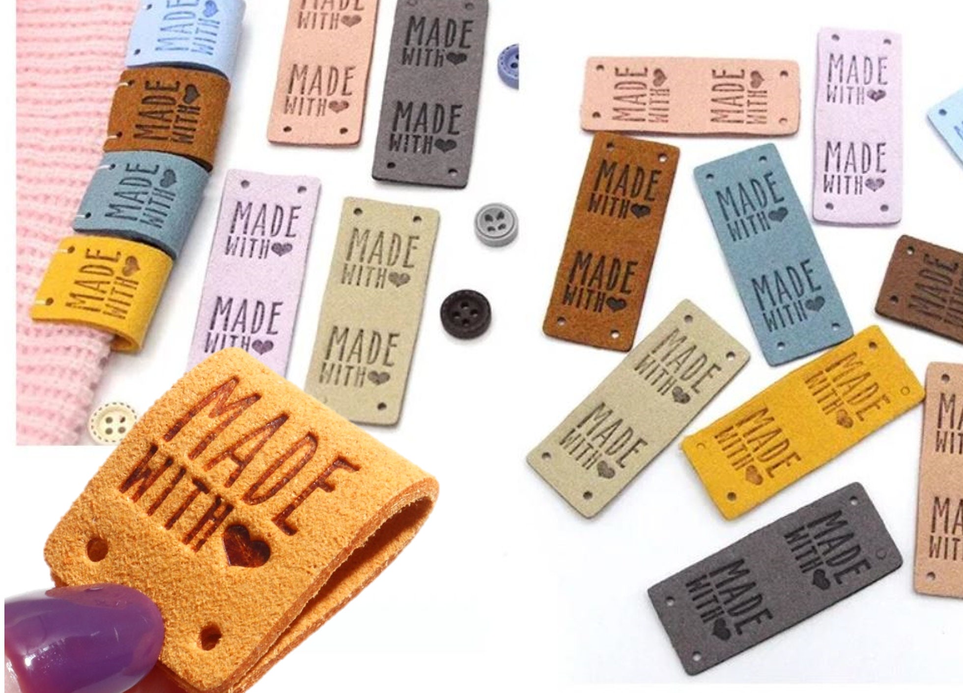 Made With Love Words Faux Suede Labels / Faux Leather Labels - Temu