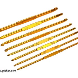 Double Ended Crochet Hooks, Set Includes 8 Hooks (16 sizes total) Crohook, Tunisian crochet, 2 sizes per hook, Crocheting Yarn, knook