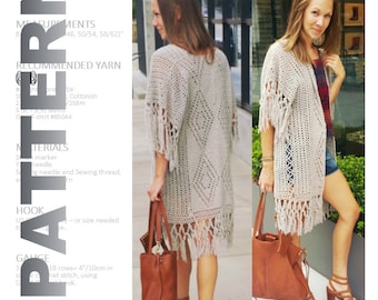 Crochet Cardigan Pattern - Crochet Poncho Pattern - Plus Size Crochet- Crochet Vest Pattern - Crochet Clothing Pattern - PDF Crochet Pattern