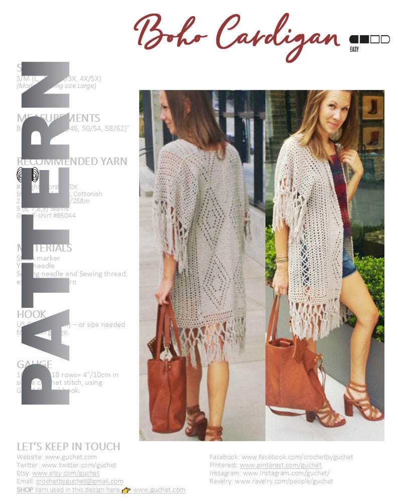 Crochet Cardigan Pattern Crochet Poncho Pattern Plus Size Crochet Crochet Vest Pattern Crochet Clothing Pattern PDF Crochet Pattern image 1