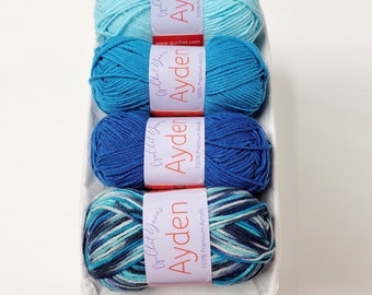 Yarn Gift Set - Baby Soft Acrylic Yarn - Ayden - Gift for Yarn Lover, Soft yarn, Gift for Crocheter, Gift for Knitter - Deep Dive