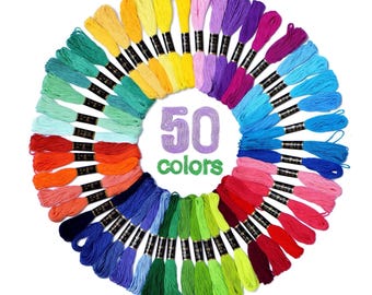 Embroidery Thread - 50 Piece Pack - Starter Embroidery Floss Set - Hand Embroidery Thread