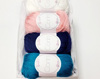 Yarn Gift Set - Silk/Cashmere Yarn "LIGHTHOUSE" Yarn Lover, Cotton yarn, Gift for Her, Crocheting Yarn, Gift for Mom, Knitting Yarn