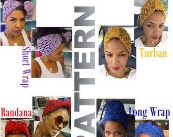 Crochet Hair Wrap Pattern Collection - PDF Crochet Pattern Crochet Turban Pattern - Crochet Bandanna Summer Crochet  Crochet E-book  GuChet