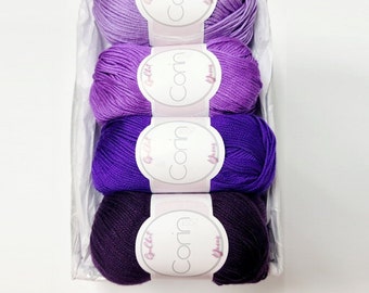 Yarn Gift Set - Silk/Cashmere Yarn "Majestic Purple" Yarn Lover, Cotton yarn, Gift for Her, Crocheting Yarn, Gift for Mom, Knitting Yarn
