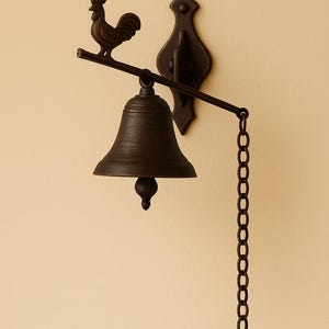 Brass Door Bell, Handmade Cast Brass Door Bell, Rustic Rooster Wall Bell, Vintage Farmhouse Entry Chime, Antique Style Gate Bell, Porch Deco