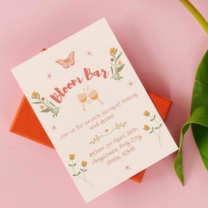 Inbjudan och OSA till blomsterbar, utskrivbar inbjudan till blomsterbar, bukettfest, sommarfödelsedagsinbjudan, inbjudningsset till blomsterfest, kreativa evenemang bild 7