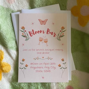 Flower Bar Invitation and RSVP, Bloom Bar Printable Invite, Bouquet Party, Summer Birthday Invite, Floral Party Invite Set, Creative Events