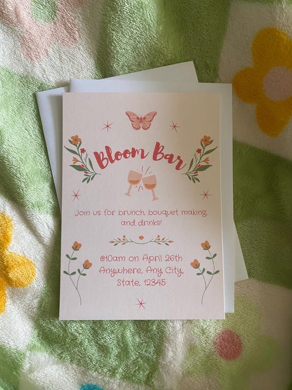 Flower Bar Invitation and RSVP, Bloom Bar Printable Invite, Bouquet Party, Summer Birthday Invite, Floral Party Invite Set, Creative Events