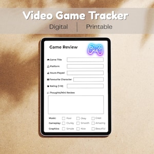 Printable & Digital Video Game Tracker | 3-Page Gaming Journal PDF | Game Log, Reviews, Monthly Tracker | A4 A5 iPad | Gamer Gift