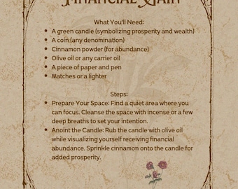 Financial Gain Spell PDF | 3-Page Digital Download for Wealth, Prosperity, and Abundance Rituals