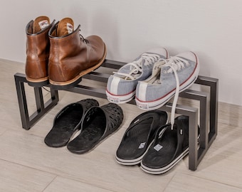 Modern Metal Shoe Rack – Minimalist Entryway Shoe Organizer, Multi-Tier Design