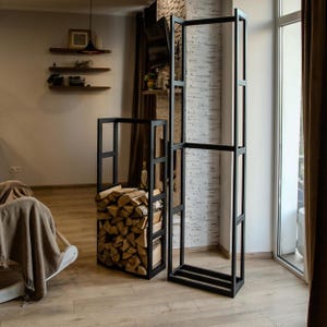 Steel Firewood Holder Stand Indoor Firewood Rack Customizable Sizes Firewood Fireplace Log Holder Wood Storage Solution Metal Firewood Rack