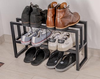Modern Metal Shoe Rack – Minimalist Entryway Shoe Organizer, Multi-Tier Design