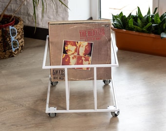 Handgemaakte vinylplatenhouder: pop-art lp-organizer en draaitafelstandaard