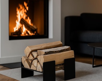 Modern Steel Firewood Rack: Indoor/Outdoor Log Holder - Set of 2