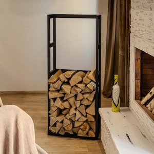 Indoor Firewood Rack Steel Firewood Holder Stand Customizable Sizes Wood Storage Solution Metal Firewood Rack Firewood Fireplace Log Holder