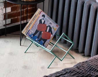 Handmade Metal Vinyl Record Holder: Minimalist LP Storage - Modern Music Decor