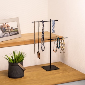 Minimalist Metal Jewelry Organizer: Necklace, Bracelet, & Eyeglass Holder