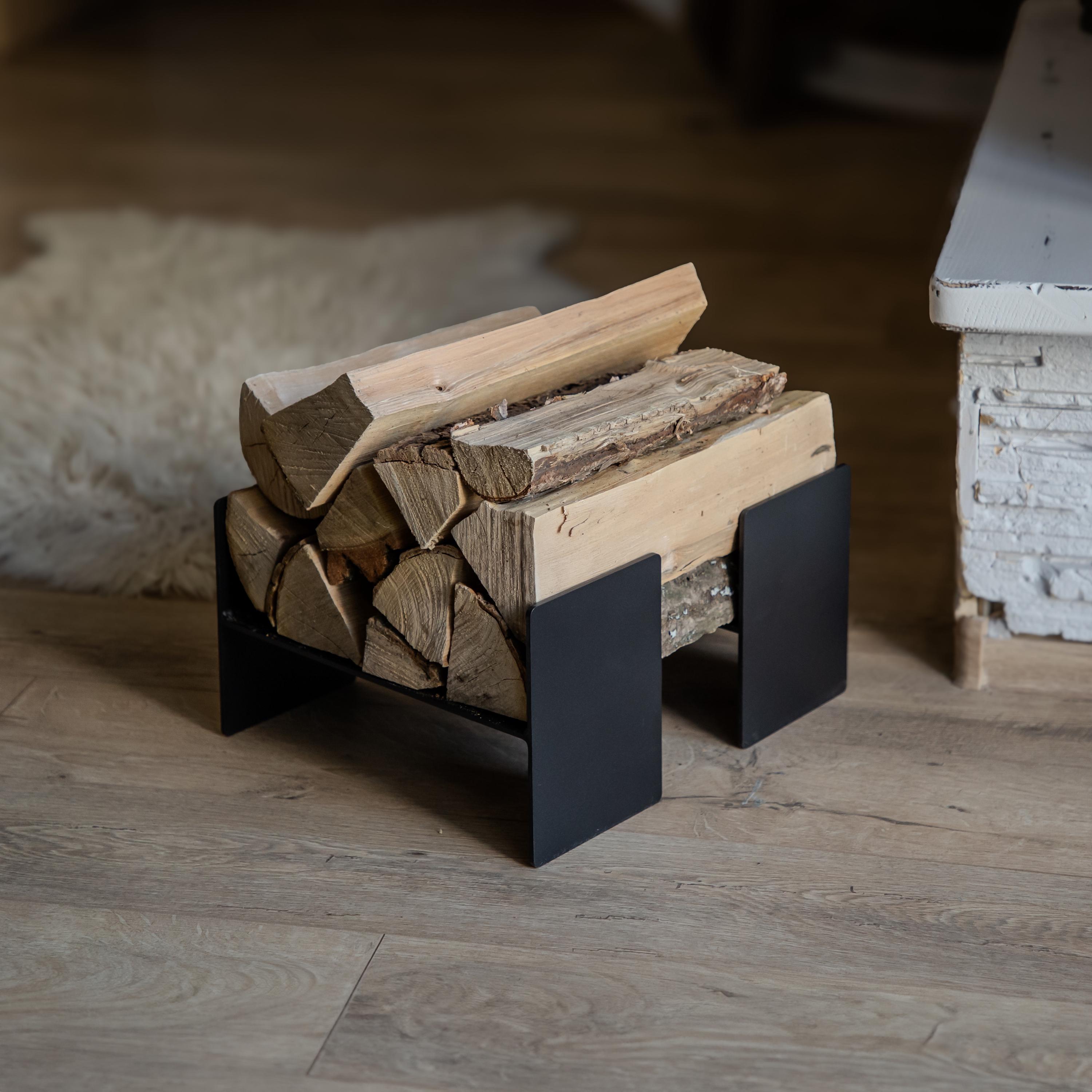Compact Log Rack Steel Log Holder Set, Compact Firewood Rack, Indoor Outdoor Wood ...