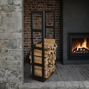 Steel Firewood Holder Stand Indoor Firewood Rack Customizable Sizes Firewood Fireplace Log Holder Wood Storage Solution Metal Firewood Rack