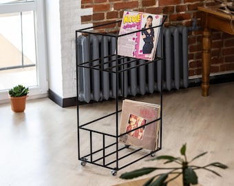 Minimalist Record Holder Stylish Vinyl Rack Modern Stand For LP Storage Handmade Metal Shelf