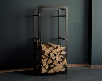 Metal Firewood Rack – Indoor/Outdoor Firewood Holder, Fireplace Wood Storage, Black Steel Log Rack