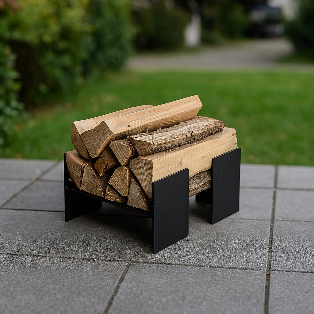 Compact Log Rack Steel Log Holder Set, Compact Firewood Rack, Indoor Outdoor Wood ...