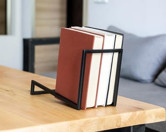 Minimalist Metal Book Holder – Contemporary Magazine Stand, Desk Organizer for Book Lovers