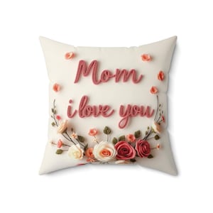 &quot;Dear Mom&quot; Square Pillow, Floral Mother&#39;s Day Gift, Decorative Throw Pillow, Home Decor, Sentimental Keepsake