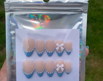 Pearl French Tip Press on Nails